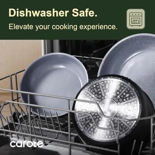CAROTE 19pcs Ceramic Cookware Set Detachable Handle | Non Stick, Healthy Cooking, Space Saving thumbnail 7