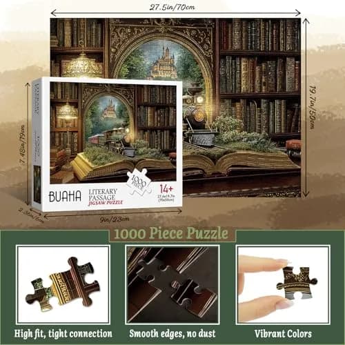 BUAHA Magic Books Train Jigsaw Puzzle 1000 Pieces | 70 x 50 cm (27.5 x 19.7 inches) thumbnail 2