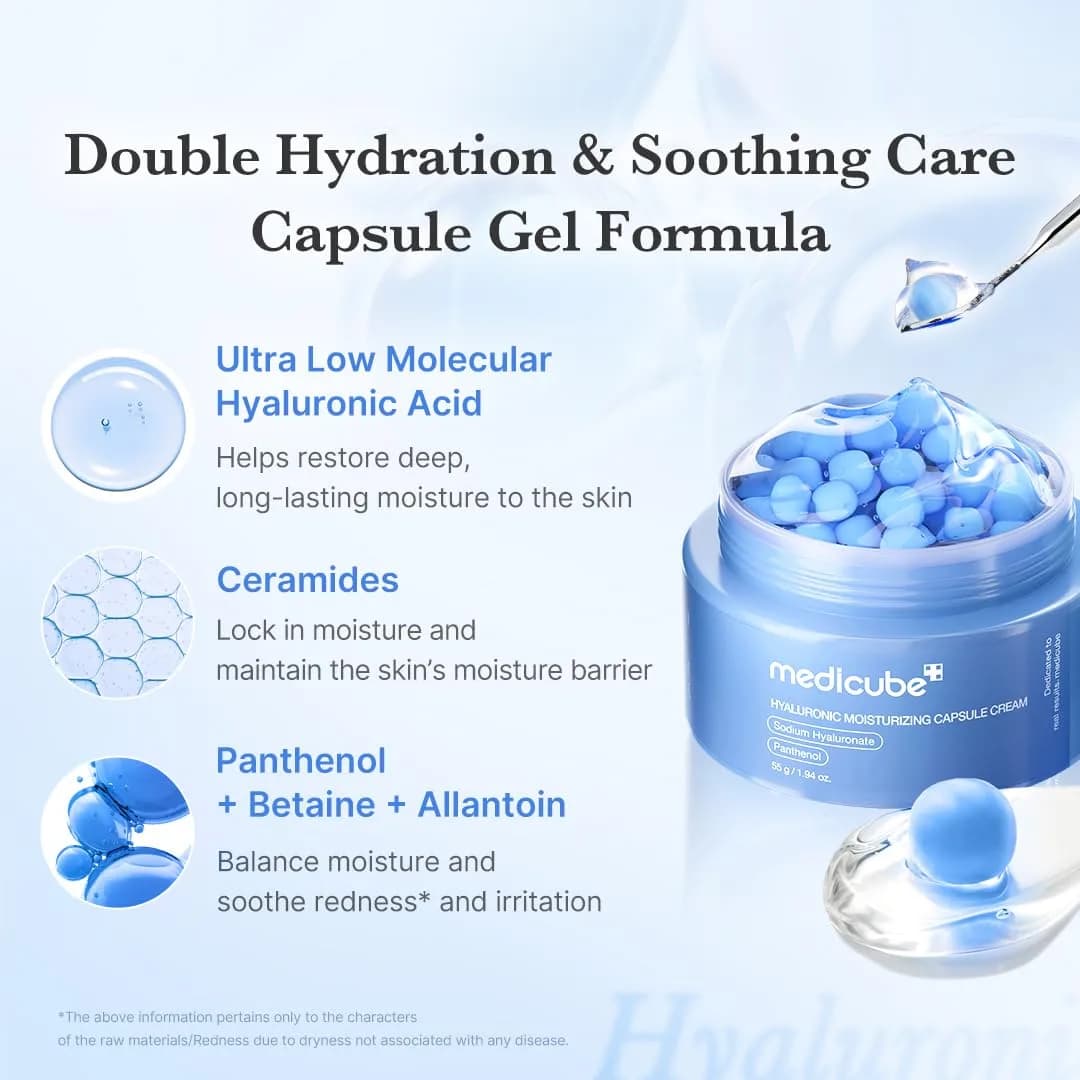 medicube Capsule Cream with Hyaluronic Acid, 120H Lasting Hydration, Barrier Care, Calming Daily Facial Moisturizer, Korean Skincare, 55g (1.94 oz) - view 3