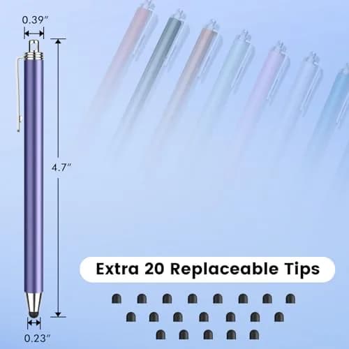 MEKO 10 Pack Thin Stylus Pens with 20 Replacement Tips | Universal Capacitive Touchscreen Stylus for iPad, iPhone, Android Tablets & Smartphones (Multicolor) thumbnail 5