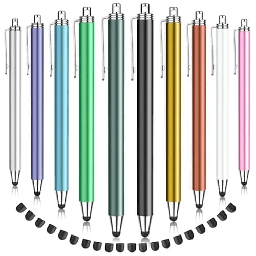 MEKO 10 Pack Thin Stylus Pens with 20 Replacement Tips | Universal Capacitive Touchscreen Stylus for iPad, iPhone, Android Tablets & Smartphones (Multicolor) thumbnail 1