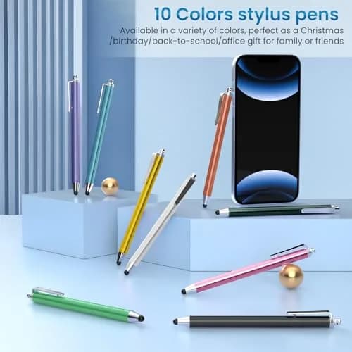 MEKO 10 Pack Thin Stylus Pens with 20 Replacement Tips | Universal Capacitive Touchscreen Stylus for iPad, iPhone, Android Tablets & Smartphones (Multicolor) thumbnail 3
