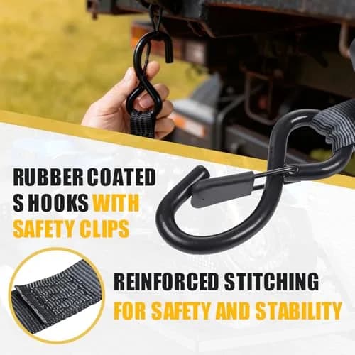 Ayaport Retractable Ratchet Straps 1in x 12ft | Heavy Duty Motorcycle & Cargo Tie Downs thumbnail 4