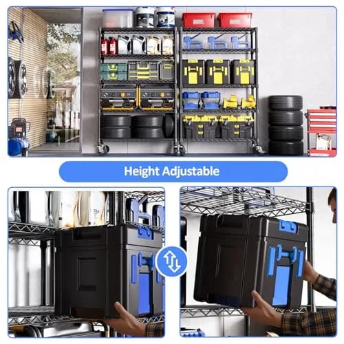 IZEUK 5-Tier Garage Shelving, 17.7"D x 47.2"W x 76.7"H | Heavy Duty Steel Wire Rack with Wheels thumbnail 4