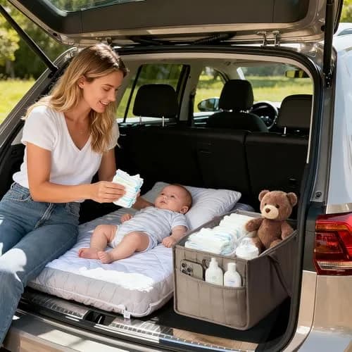 Zooawa Baby Diaper Caddy Organizer, Portable Nursery Storage Basket with Compartments, Handle & Shoulder Strap for Newborn Baby Essentials, Gift for Baby Shower, Mocha Brown thumbnail 7
