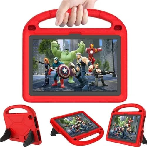DICEKOO Kids Case for New 10-inch Tablet 2023, Lightweight Shockproof EVA Foam Full Cover with Handle Kickstand (Red, 205g) thumbnail 1