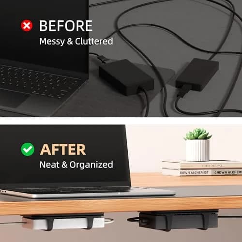 ELETIUO Universal Silicone Laptop Charger Holder, Under Desk Power Brick Mount, Black | Secure, Space-Saving, Damage-Free thumbnail 3