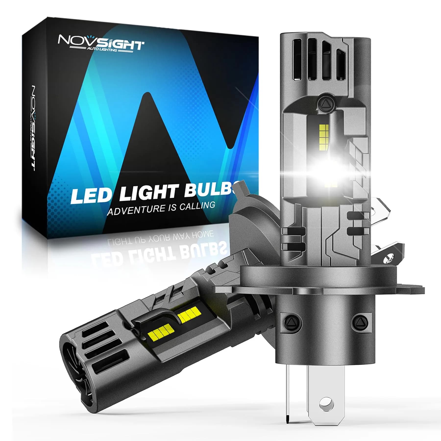 NOVSIGHT H4 LED Fog Light Bulbs 62,000LM 6500K Cool White | 200W Super Bright, Waterproof, 5-Min Install