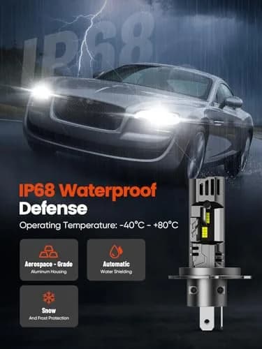NOVSIGHT H4 LED Fog Light Bulbs 62,000LM 6500K Cool White | 200W Super Bright, Waterproof, 5-Min Install thumbnail 4