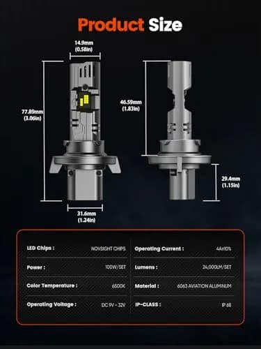 NOVSIGHT H13 Fog Light Bulbs 62,000LM 6500K | Ultra Bright, 50,000 Hours Lifespan, Waterproof, 2-Pack thumbnail 6