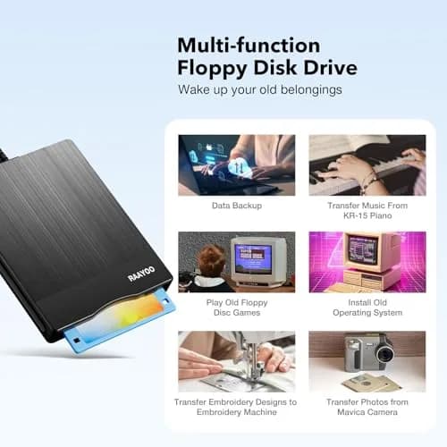RAAYOO 3.5 inch USB Floppy Disk Reader with USB-A/C | Reads Old Floppy Disks on Windows 11/10/7/XP thumbnail 4