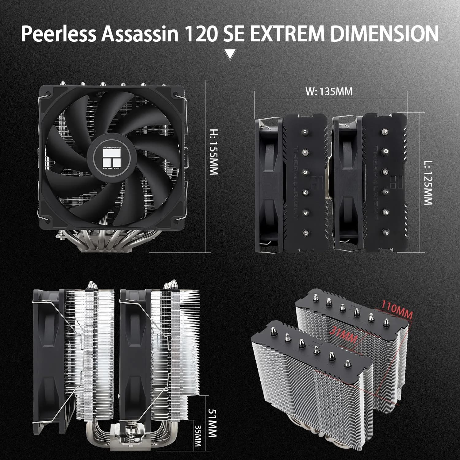 Thermalright Peerless Assassin 120 SE EXTREM CPU Air Cooler | 154mm Height, Dual 120mm PWM Fans, AM5/AM4, LGA1700 - view 6