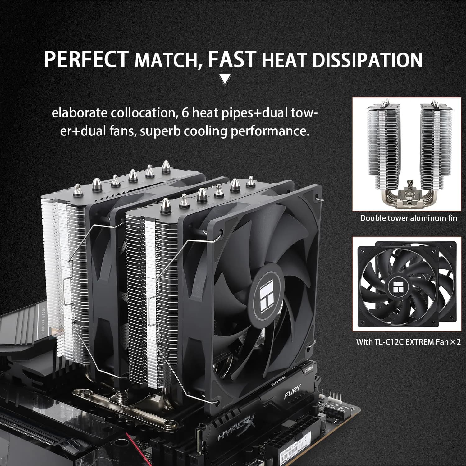 Thermalright Peerless Assassin 120 SE EXTREM CPU Air Cooler | 154mm Height, Dual 120mm PWM Fans, AM5/AM4, LGA1700 - view 4