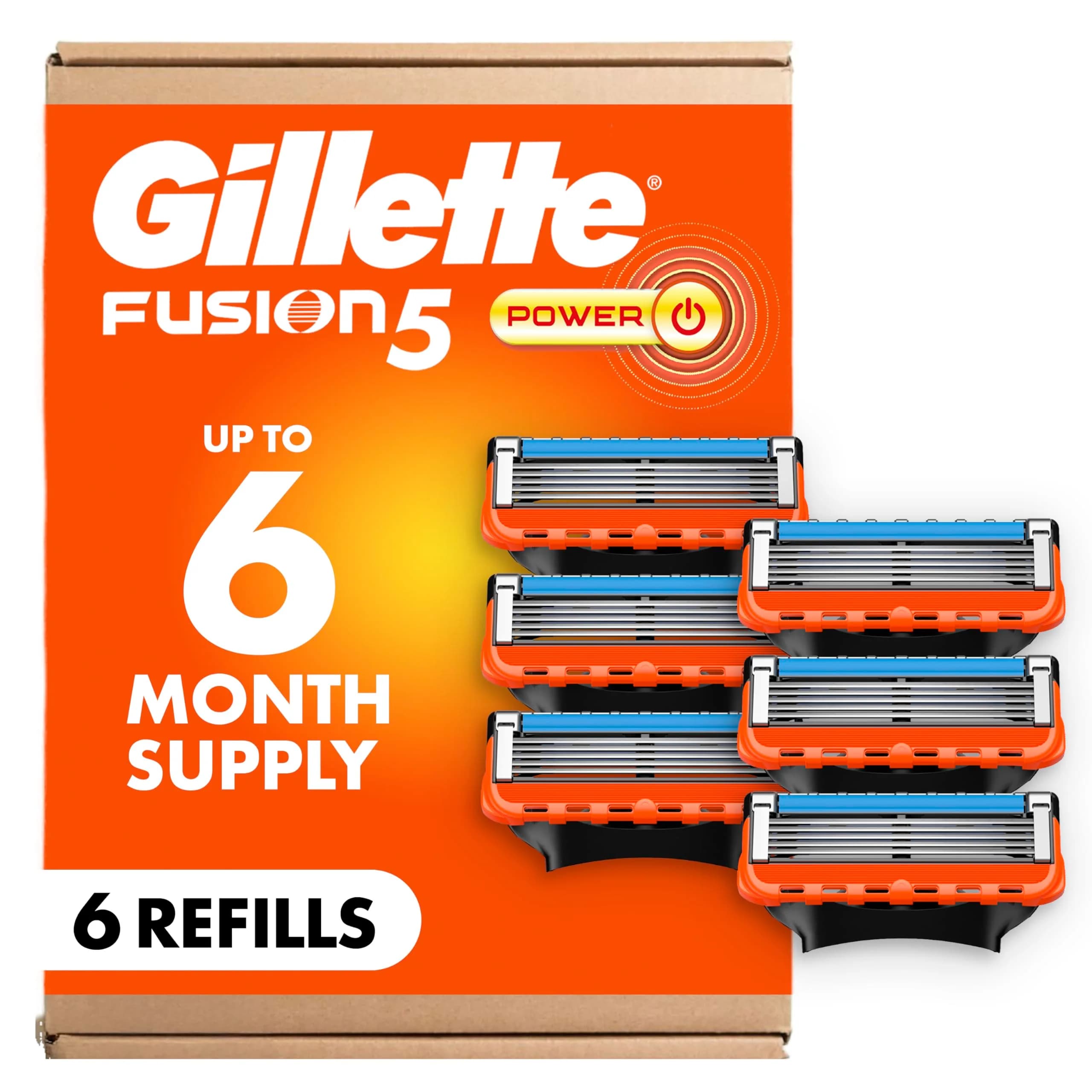 Gillette Fusion5 Power 5-Blade Razor Refills for Men, 6 Count | Precision Trimmer for Easy Styling - main product image