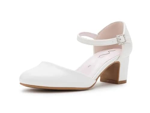 NINA Girls Macey Little Kid/Big Kid White 2 Medium | Elegant Pump with Comfort & Sparkle thumbnail 1