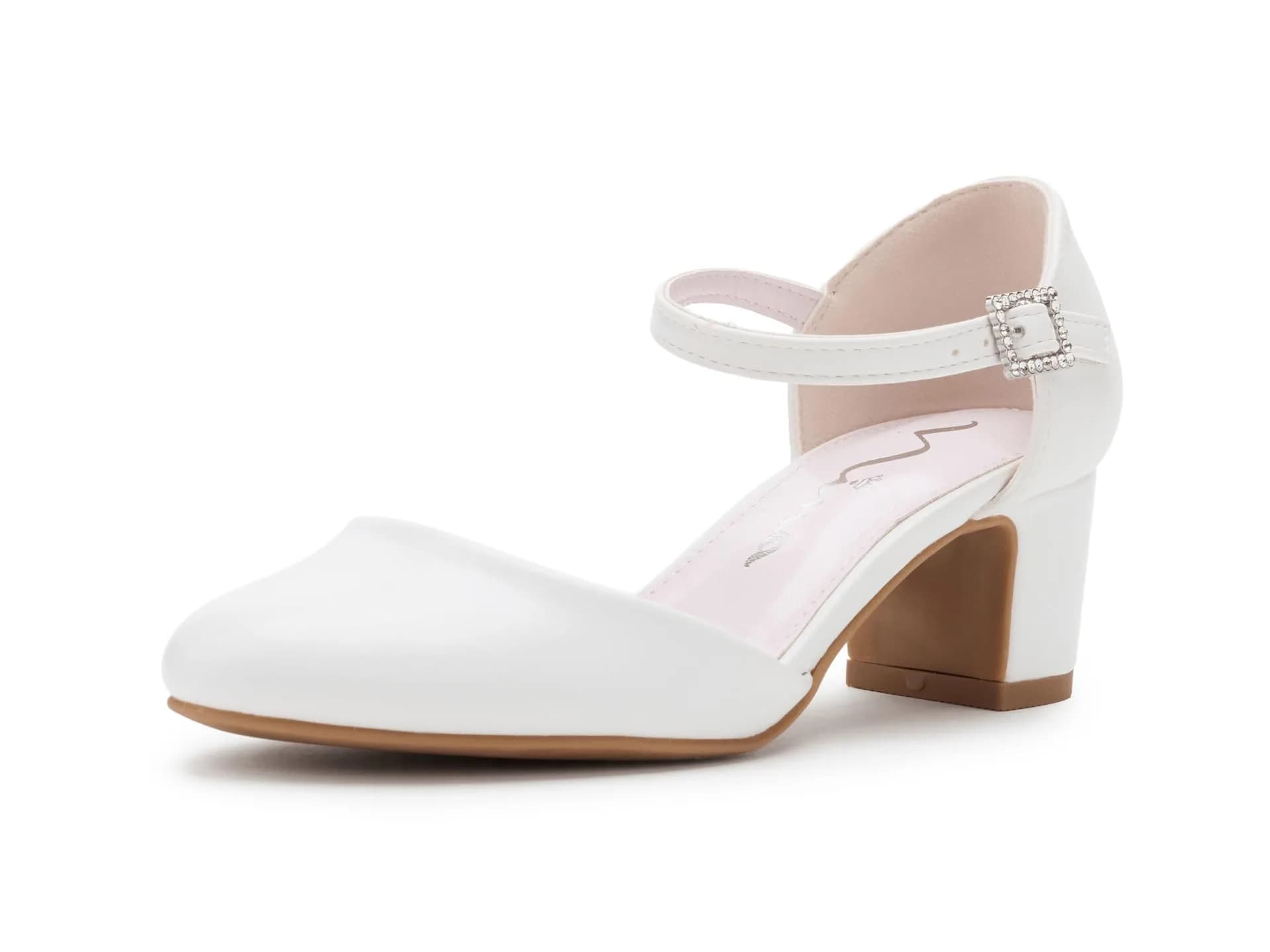 NINA Girls Macey (Little Kid/Big Kid) White 1 Medium | Elegant dressy pump for special occasions — White