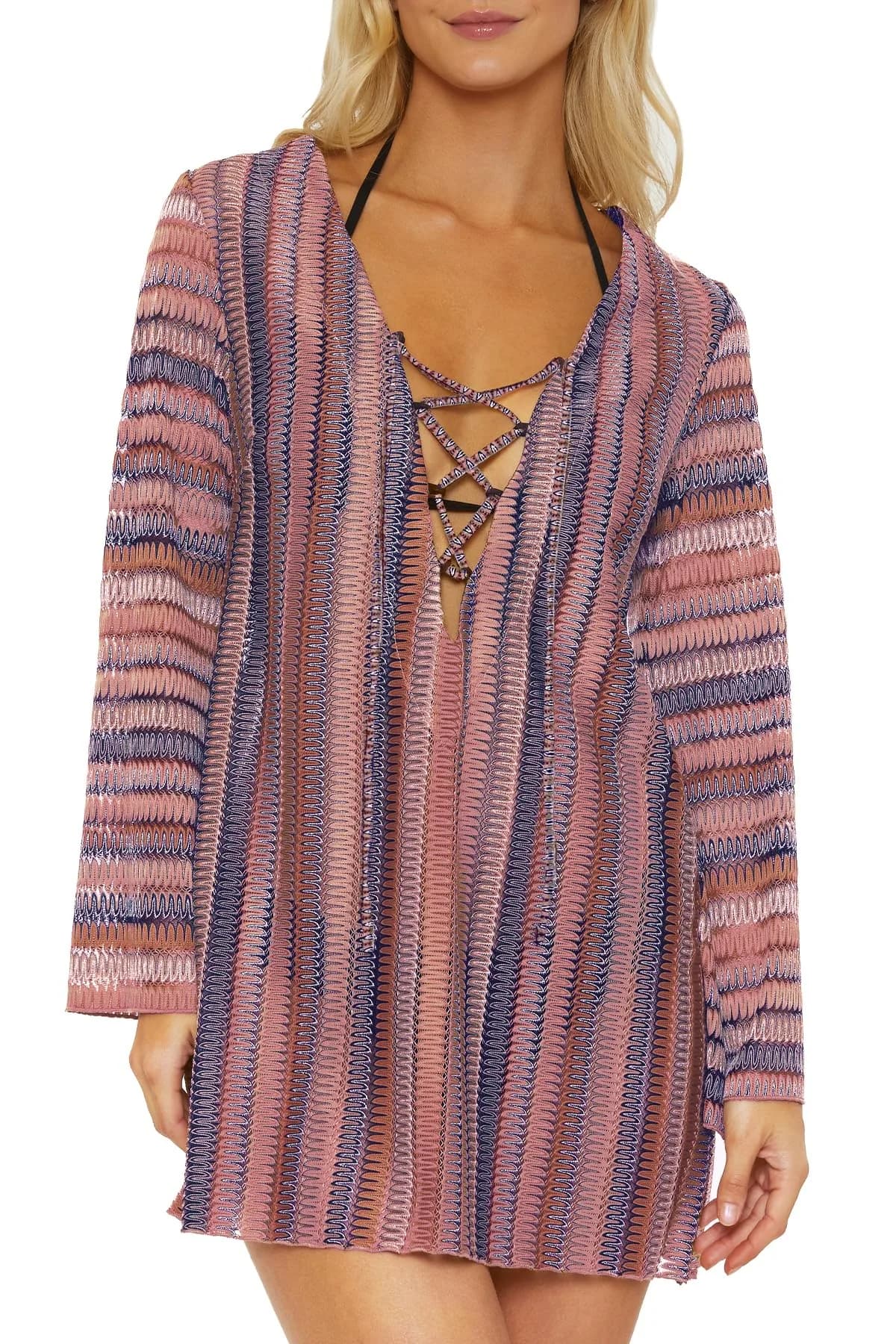 ISABELLA ROSE Syracuse Women's Lace Up Tunic 98% Polyester 2% Spandex | Beach Cover Up with Flowy Bell Sleeves