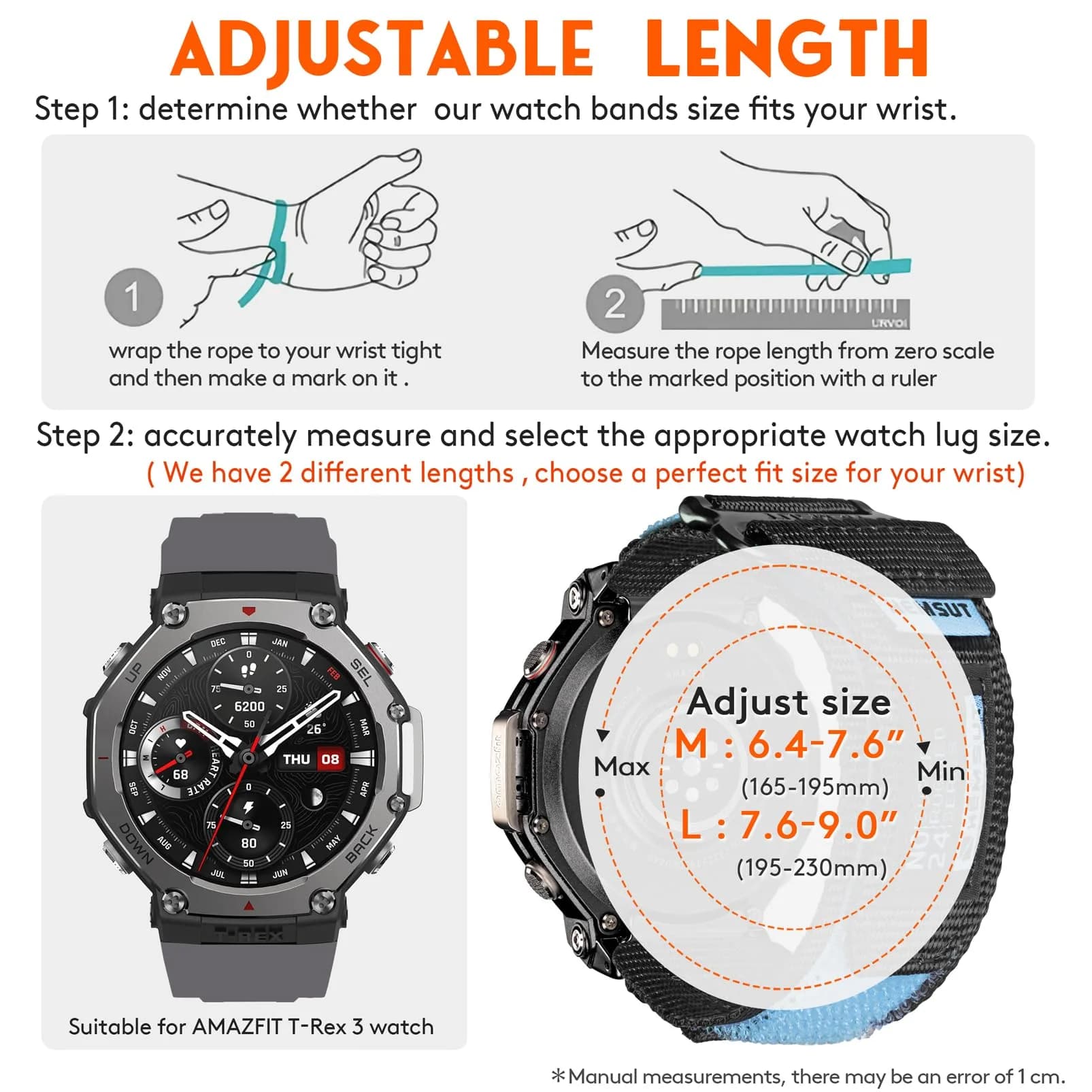 torbollo Watch Bands Compatible with Amazfit T-Rex 3 Pro 48mm | Soft Sport Nylon Strap Adjustable Wristbands thumbnail 4
