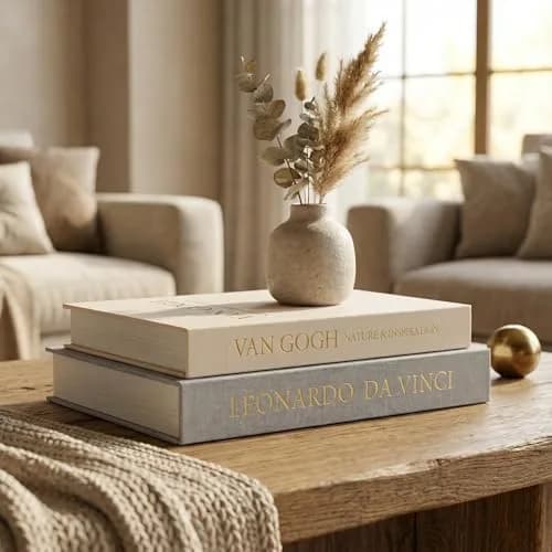 Inoostar Decorative Linen Book Boxes Set of 2 | 28cm (11") & 25cm (9.88") | Grey & Beige thumbnail 3