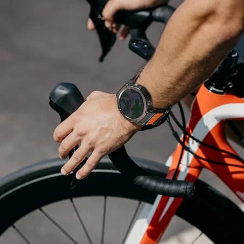 torbollo Sport Loop Watch Band for Amazfit T-Rex 3 Pro 48mm | Black/Orange Nylon Adjustable thumbnail 3