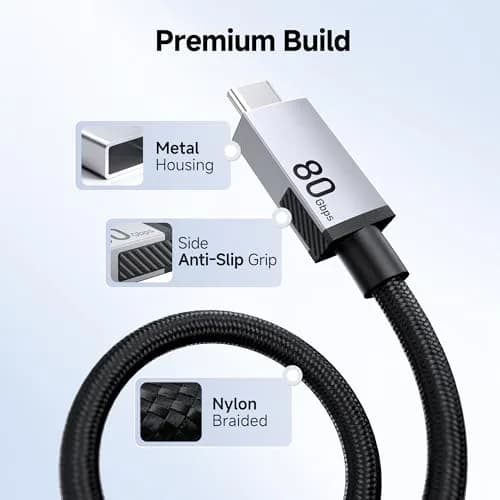 Cable Matters 80Gbps USB4 Cable, Thunderbolt 5/4 Compatible, 1m (3.3ft) | 8K@120Hz Video, 240W PD thumbnail 6