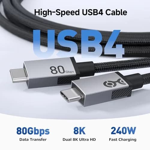Cable Matters 80Gbps USB4 Cable, Thunderbolt 5/4 Compatible, 2m (6.6ft) | 8K@120Hz Video, 240W PD thumbnail 2