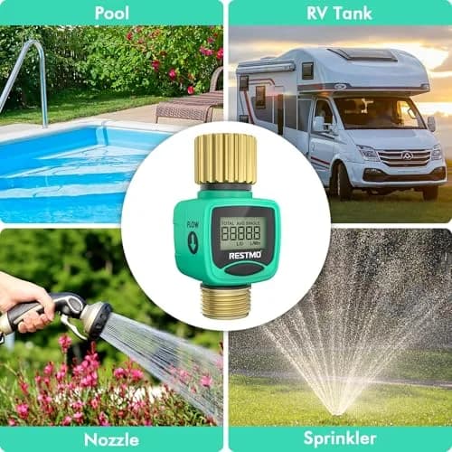 RESTMO Heavy Duty Water Flow Meter with Brass Inlet & Outlet, 1-40 LPM (0.26-10.6 GPM) | Accurate Flow & Consumption Tracking thumbnail 8