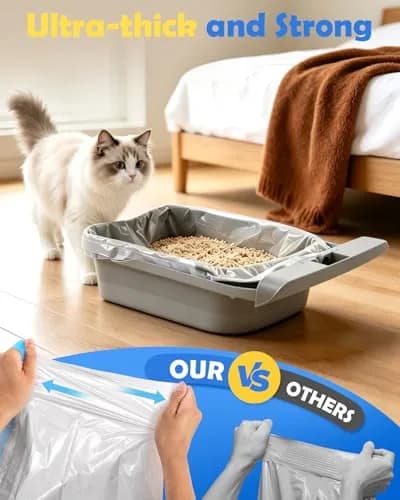 KropBom Heavy Duty Cat Waste Bags 27"x13" | Leak-Proof, Drawstring, 60 pcs thumbnail 5