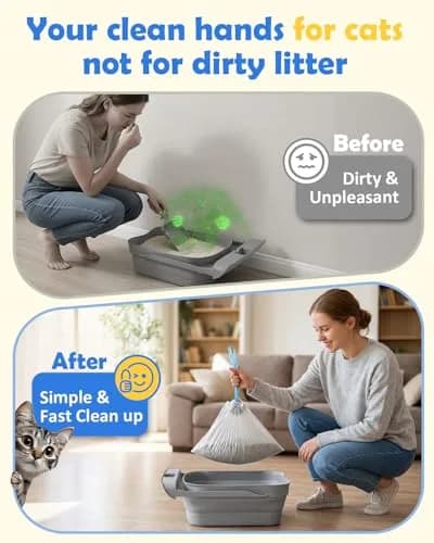 KropBom Heavy Duty Cat Waste Bags 27"x13" | Leak-Proof, Drawstring, 60 pcs thumbnail 3