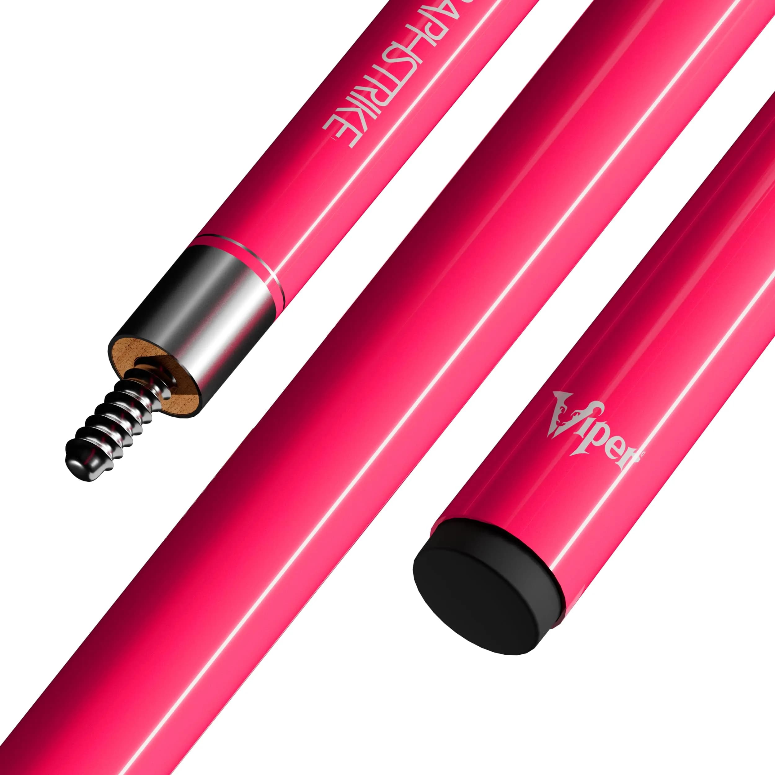 Viper by GLD Products Graphstrike 58" 2-Piece Pool Cue, Pink, 19 Oz | Fiberglass Graphite Composite for Damp Rooms — Pink