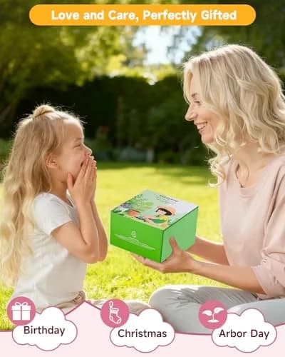Seedypop Kids Gardening Tool Set with Hat, Apron & Gloves | 8-Piece Pink Flower Set thumbnail 8