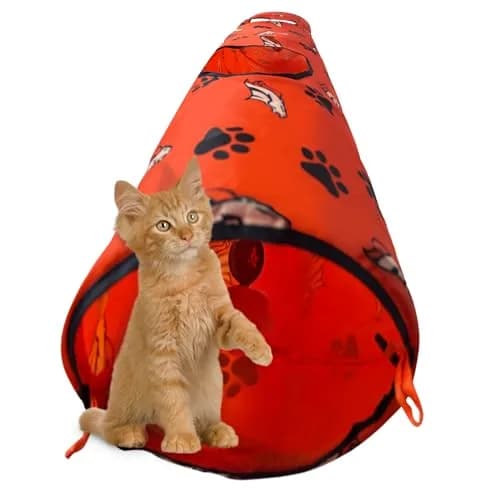 Pets First NFL Denver Broncos Cat Tunnel Tube Toy with Plush Football, Collapsible & Durable, All-Over Team Logo, for Cats to Play, Peek & Hide thumbnail 2
