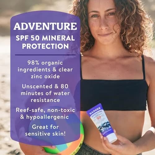 Badger Biodegradable Reef Safe Sunscreen SPF 50, 8.7ml (2.9 Fl Oz) 3-Pack | Broad Spectrum Protection for Sensitive Skin thumbnail 2