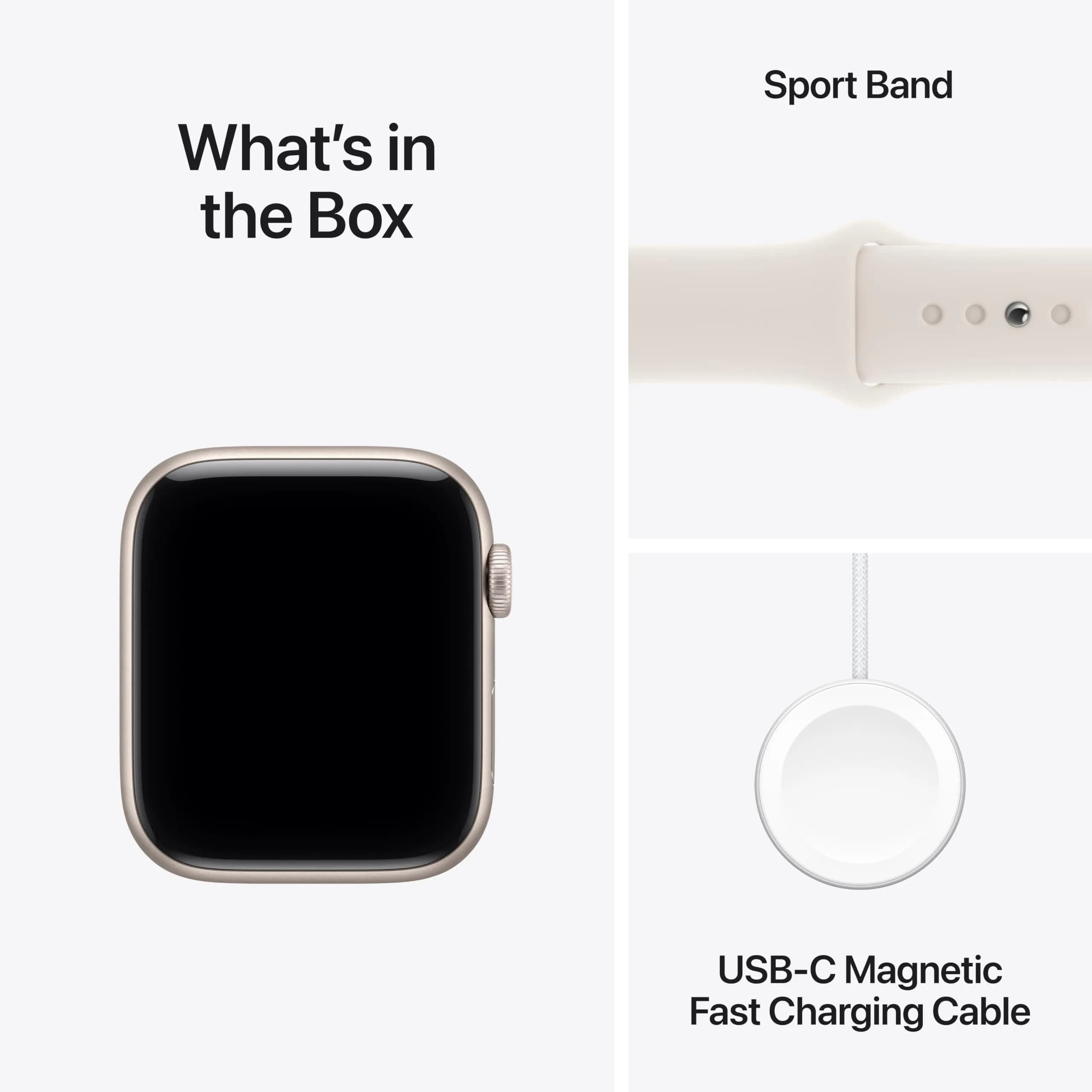 Apple Watch SE 3 GPS + Cellular 44mm Starlight Aluminium Case with Starlight Sport Band M/L | USA Import - view 6