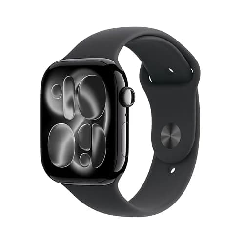 Apple Watch Series 11 [GPS 42mm] Jet Black Aluminum Case Black Sport Band S/M | Smartwatch with 24-Hour Battery - main product image