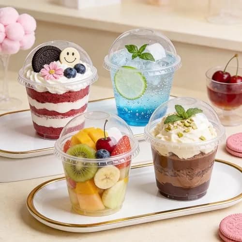 Lullaby 50 Pack 9 oz Clear Plastic Dessert Cups with Cross Hole Dome Lids | Disposable Party Cups for Daily Use thumbnail 8