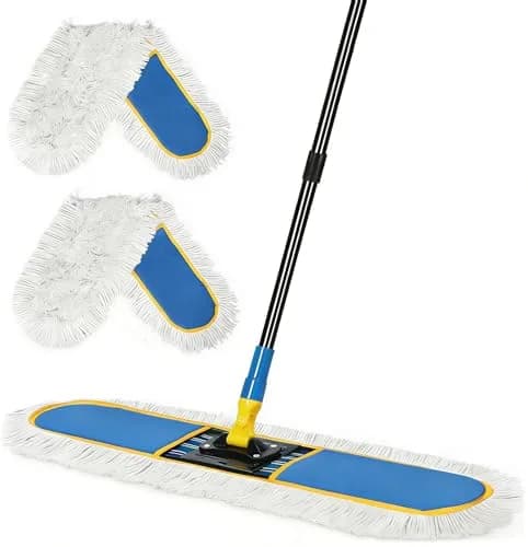 BUVE 24" Commercial Dust Mop for Floor Cleaning | Heavy Duty Industrial Wet & Dry Mop with Cotton Pads thumbnail 1