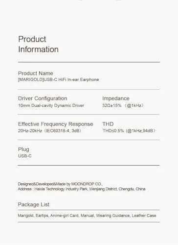 Moondrop Marigold USB-C in-Ear Earphone DSP Built-in 32Bit/384kHz Sound Card | High-Resolution Audio thumbnail 7