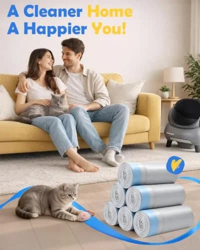 KropBom Heavy Duty Cat Litter Bags 120 Count (30 bags/roll, 4 rolls) | Leak-Proof, Drawstring Handles, Unscented thumbnail 8