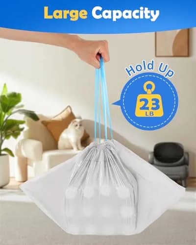 KropBom Heavy Duty Cat Litter Bags 120 Count (30 bags/roll, 4 rolls) | Leak-Proof, Drawstring Handles, Unscented thumbnail 4