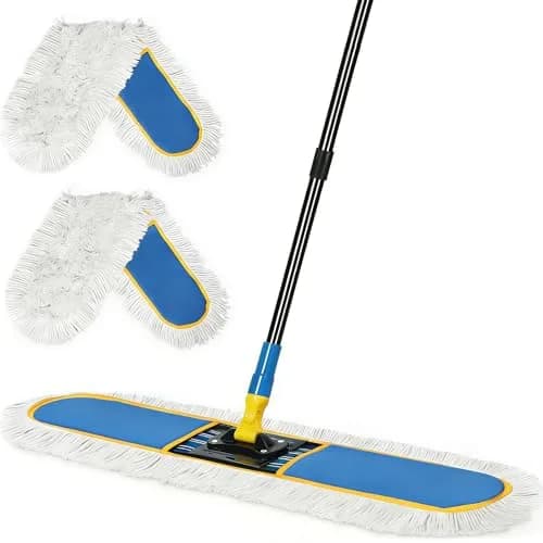 BUVE 36-inch Commercial Dust Mop with 2 Cotton Pads | Heavy Duty Industrial Floor Duster for Hardwood, Tile, Marble, Garage thumbnail 1