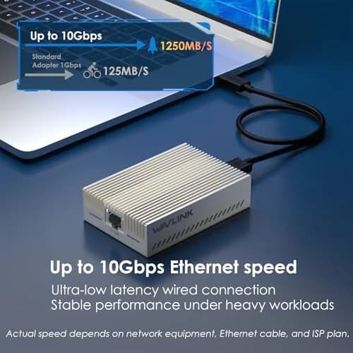 WAVLINK USB4 to 10Gbps Ethernet Adapter with Thunderbolt 3/4/5 & USB4 Support | 10Gbps Wired Performance thumbnail 3