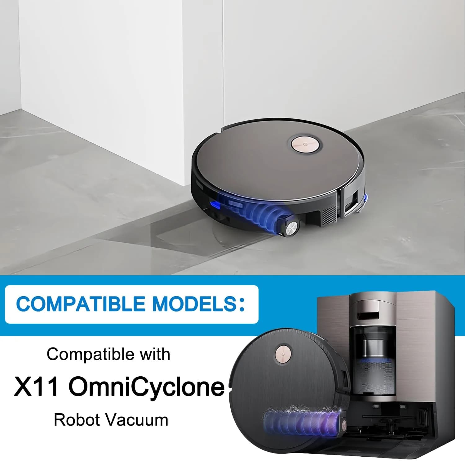 XVXUOU Replacement Accessories Kit for Ecovacs Deebot X11 OmniCyclone & Yeedi S20 Infinity Robot Vacuums | 2 Main Brushes, 6 Mop Cloths, 6 HEPA Filters, 6 Side Brushes - view 2