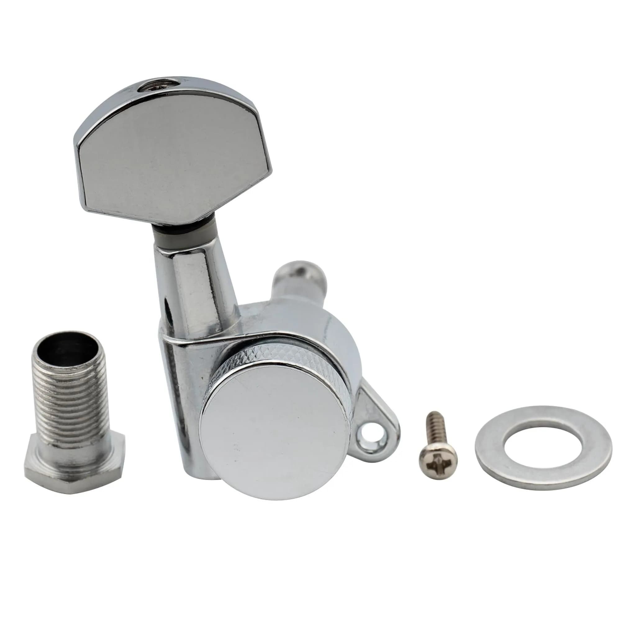 Musiclily Pro R15J Single R Chrome Bass Side Locking Tuner | 10mm Peg Hole | 15:1 Ratio Nickel - main product image
