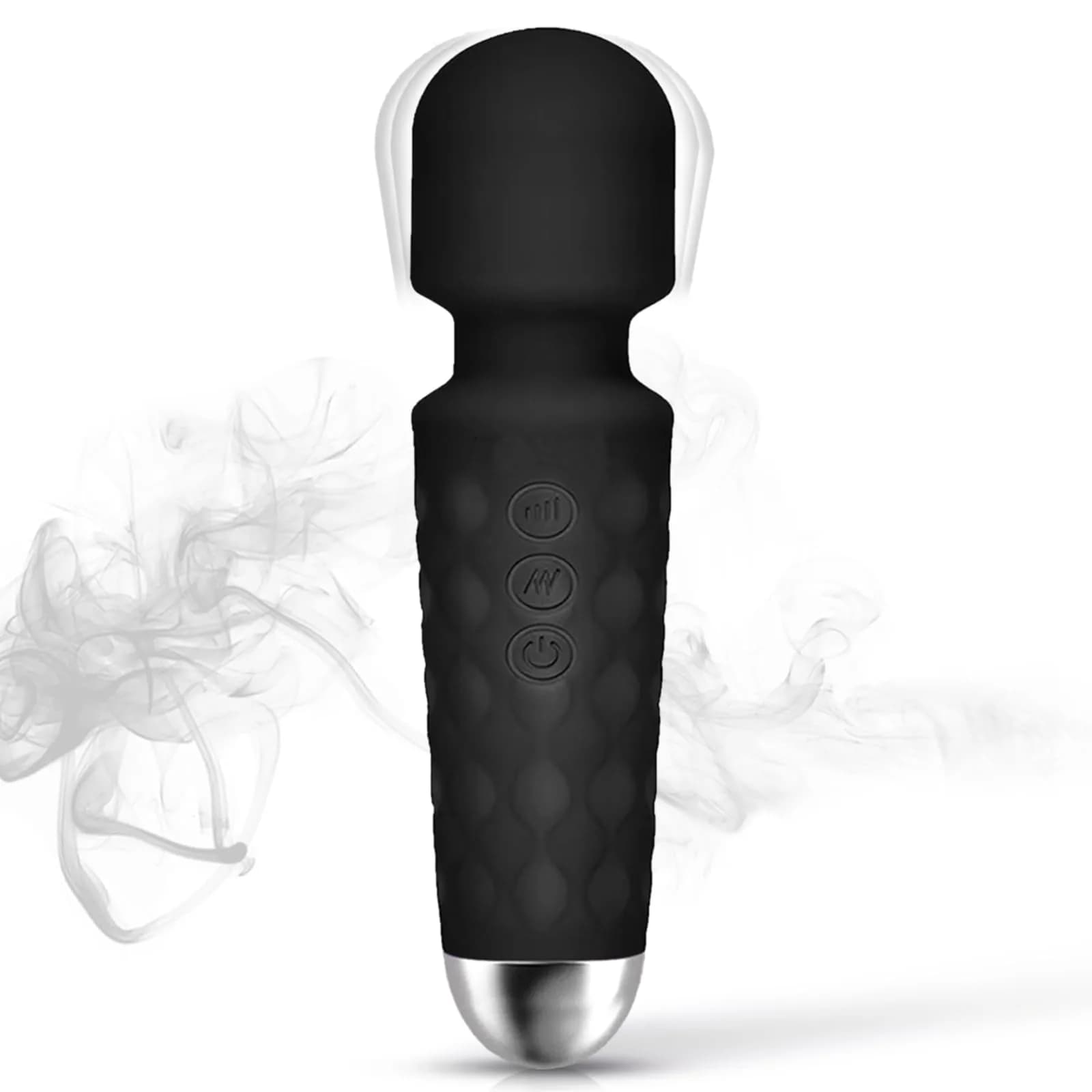 AImassa wand Handheld Relaxation Massager 20 Modes & 8 Speeds | Portable, Waterproof, Cordless — Pale Black