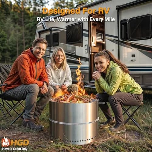 HGD 19.6 Inch Smokeless Firepit with Grill | Portable Wood Burning Outdoor Fireplace thumbnail 5