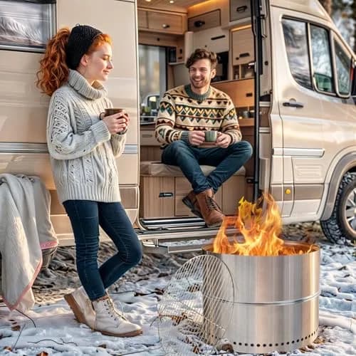 HGD 19.6 Inch Smokeless Firepit with Grill | Portable Wood Burning Outdoor Fireplace thumbnail 7