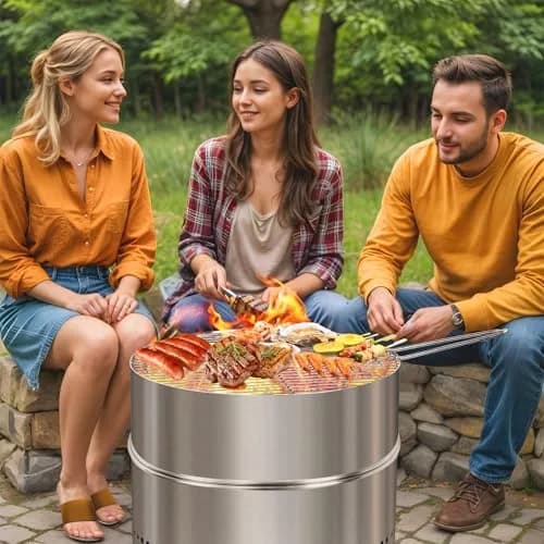 HGD 19.6 Inch Smokeless Firepit with Grill | Portable Wood Burning Outdoor Fireplace thumbnail 8