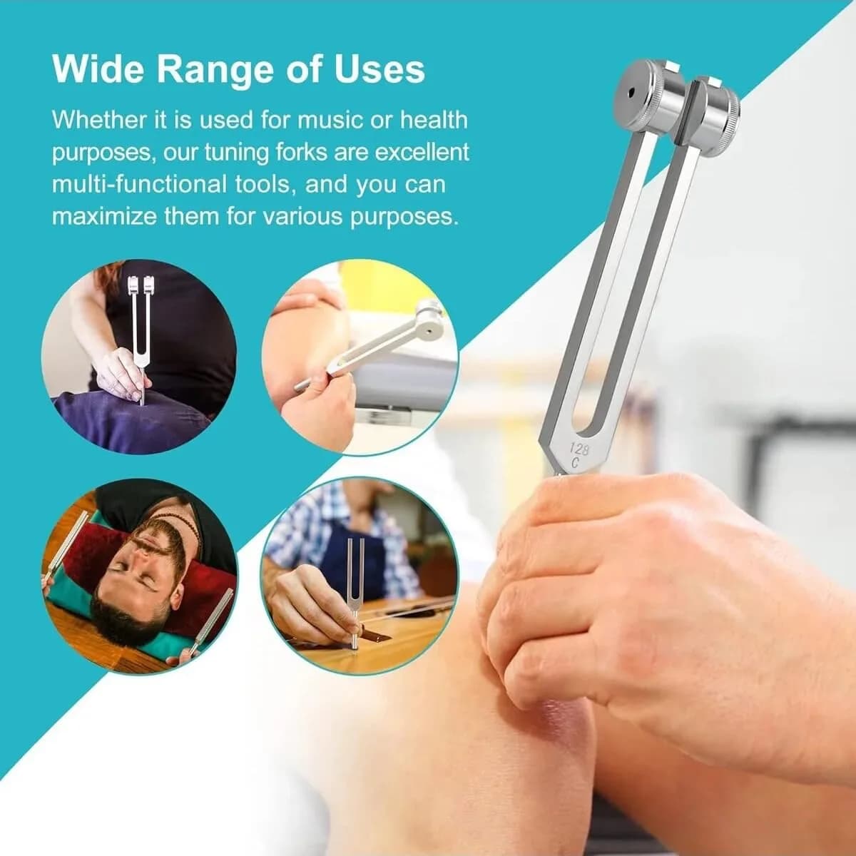 Bysameyee Professional Healing Tuning Fork Set 370g (0.82lb) | Sound Therapy, Meditation & Frequency Healing - view 3