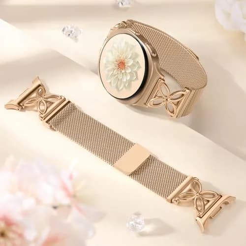 Getino Magnetic Floral Milanese Band for Samsung Galaxy Watch 9/8/8 Classic 40mm 44mm 46mm Rose Gold | Breathable Stainless Steel Strap thumbnail 7